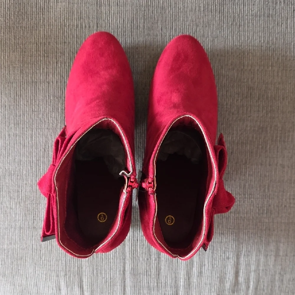 Elegant Women's Dark Red Suede Ankle Boots By Mysoft, Size 9, NWT, 3 Inch Heel - Picture 11 of 15